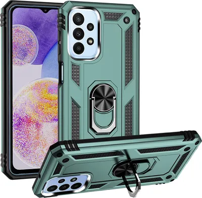 Produktbild von Galaxy A23 Hülle, Dual Layer Robust Militäre Schutzhülle mit Ringhalterung Ständer für Samsung Galaxy A23 Grün