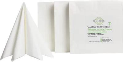 Produktbild von Sensalux Servietten, 33x33cm, 50 Stk., 3 lagig weiß