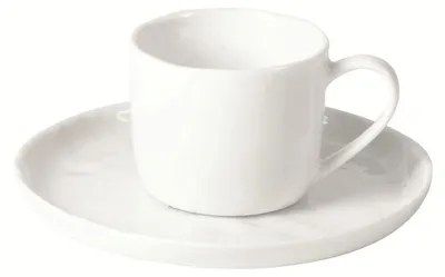 Obrázok produktu pre Pomax Porcelino, biela šálka s podšálkou, keramika, priemer 14 cm, výška 6 cm