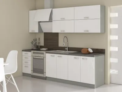 Obrázok produktu pre MOB, Kuchyňa - Brunea 200 cm (sivá + lesk biely)