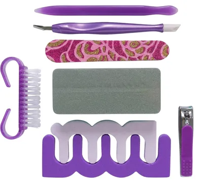 Immagine prodotto di Set di accessori per manicure separator lima pinze raschietto viola