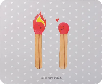 Produktbild von Mr. & Mrs. Panda Mauspad Streichhölzer - Grau Pastell - Geschenk, laptop, Mousepad, Mouse Pad, Liebesgeschenk, computer, Freundin, pc, Liebesbeweis