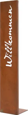 Produktbild von FRANK FLECHTWAREN Standschild "Willkommen", trendiges Rostdesign, Metall mit aufwändiger Ausstanzung, mit Stand-Fuß