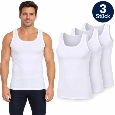 Produktbild von Herren Unterhemden 3er-Pack Weiß – 100% Baumwolle, Feinripp, in M-4XL Weiß/4XL