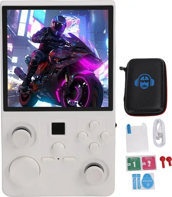 Produktbild von Handheld-Spielkonsole 4-Zoll-HD-MIPI-Bildschirm Tragbare Retro-Spielkonsole Unterstützt WLAN mit zwei Joysticks Vorinstallierte Spiele Weiß 128 GB