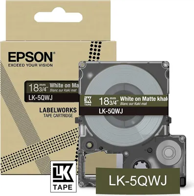 Obrázok produktu pre Epson LK-5QWJ, Khaki, Biela, Tepelný prenos, Matte, LabelWorks LW-C410, 1,8 cm