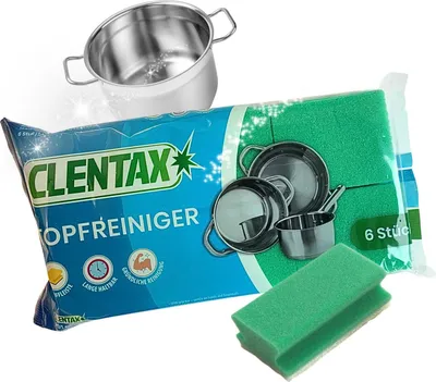 Produktbild von CLENTAX Topfreiniger 6 Stk Geschirrschwämme mit Griffleiste - Küchenschwamm - Topfschwamm