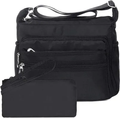 Image de Sac bandoulière Ibenzoa® en nylon Oxford avec protection RFID, imperméable, noir, taille L – 31 x 11 x 24 cm, bandoulière réglable