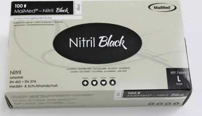 Produktbild von Nitrilhandschuhe 'Nitril Black', puderfrei, 100 Stück Gr. L