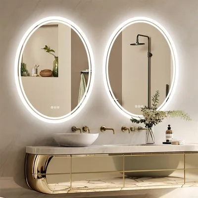 Produktbild von Ovaler LED-Badezimmerspiegel – Spiegel mit Beleuchtung – Schminkspiegel – Rasierspiegel – Wandspiegel – 60x80 cm