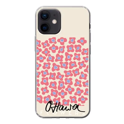 Produktbild von MuchoWow® Handyhülle Schutzhülle Hülle für iPhone 12 Blume - Muster - Rosa Silikon Softcase Handy Hülle - Schutzhülle