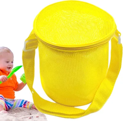 Produktbild von Strandtasche aus Netzgewebe für Spielzeug und Sand, verstellbarer Gurt, ideal für Camping, Schwimmen, Park, Picknicks und Outdoor-Aktivitäten