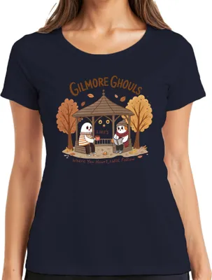 Zdjęcie produktu dla Gilmore Ghouls, gdzie nawiedzasz, podążę za Herbst Geister niedlich Damen T-Shirt, Navy, M