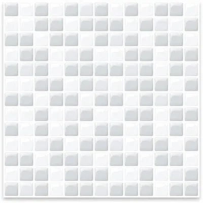 Immagine prodotto di Piastrelle adesive – 10 pezzi – Finitura lucida – Mosaico – Bianco/Grigio – 25,4 x 25,4 cm