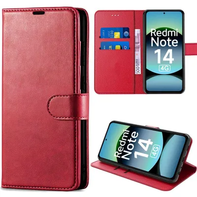 Image de Coque pour Xiaomi Redmi Note 14 4G, Protection Antichoc Anti-Rayures CuirPolyuréthaneRouge