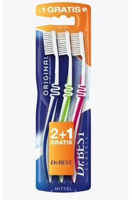 Produktbild von Dr.Best Zahnbürsten-Set 3-teilig: Weich, Mittel & Hart