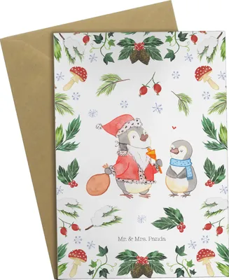Produktbild von Mr. & Mrs. Panda Grußkarte Pinguin Wunschliste - Weiß - Geschenk, osterkarte, Weihnachten, osterkarten, weihnachtskarten, einladungskarten, Klappkarte, hochzeitskarten