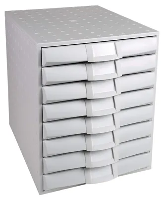 Schubladenbox THE SYSTEM 8 Schubladen A4+ hellgrau