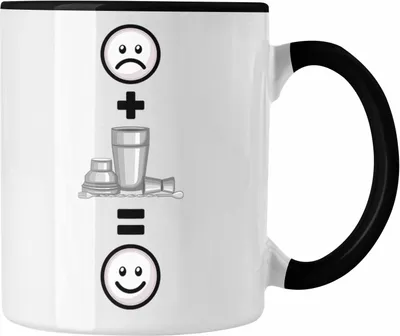Produktbild von Trendation - Barkeeper Tasse Geschenk für Barkepper  :( + Bartender = :) Lustige Geschenkidee Geburtstag (Schwarz)