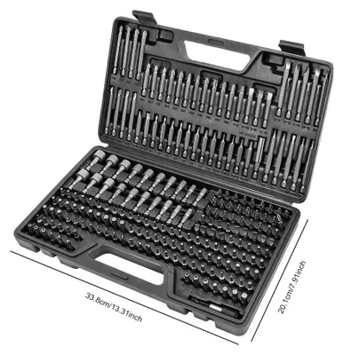 Produktbild von Schraubendreher-Bit-Set, 208 Teile, Hochkohlenstoffstahl, 208Stück