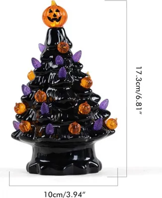 Obrázok produktu pre Osvetlený keramický halloweenský strom Stolová halloweenská dekorácia Halloween Tree Pumpkin Light
