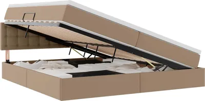 Produktbild von vidaXL Aufbewahrungsbett mit Matratze Cappuccino 200 x 200 cm