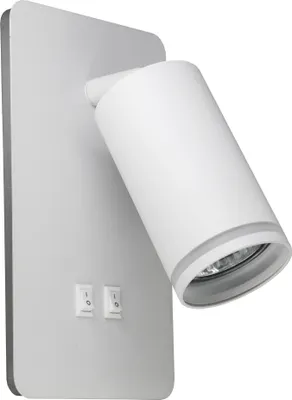 Obrázek produktu pro Nástěnné svítidlo Paris, bílé, 1xGU10x6W + LED s vypínačem, rozměry: 18,5 x 10,5 x 8,5 cm, hliník, IP20, Polux