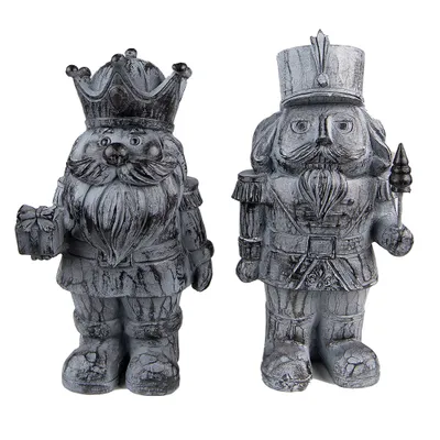 Produktbild von Clayre & Eef Figur Nussknacker 21 cm Grau Kunststoff
