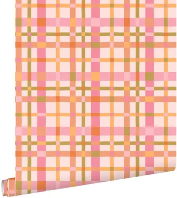Produktbild von ESTAhome Tapete Karomuster Rosa, Grün und Terrakotta 50 x 900 cm