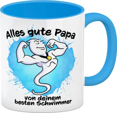 Produktbild von Alles gute Papa, von deinem besten Schwimmer Kaffeebecher Hellblau