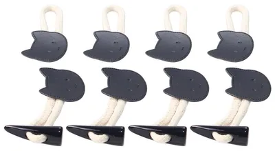 4 Katzen-Toggle-Knöpfe, schwarz, 14 cm, PU-Leder