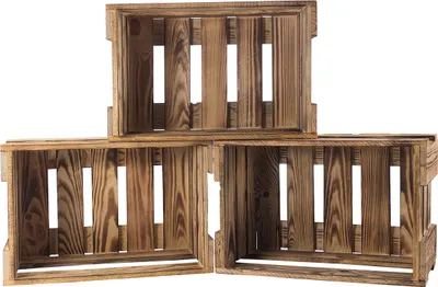 Produktbild von 3x schöne GEFLAMMTE WEINKISTE /NEU/ 46x30,5x24cm / Geschenkkiste zum Dekorieren und Verschenken