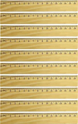 Produktbild von 10 x Lineal Maßstab aus Holz 16cm, Holz, mit mm-Teilung, einfache Ausführung