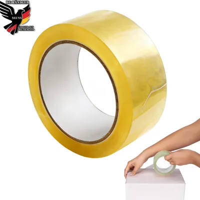 Produktbild von Klebeband Paketklebeband Packband Paketband Kleber PP 50 mm x 66 m Paket Band für Päckchen Karton Verpackung Transparent Gelb 1 Rolle
