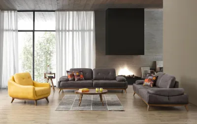 Produktbild von Stilvolle Wohnzimmer Designer Garnitur Dreisitzer Moderner Sessel 2tlg