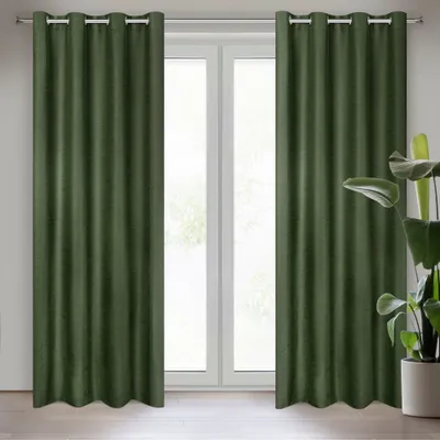 Produktbild von Vorhang STYLE dunkelgrün 140x250 cm Ösen Ösenvorhang