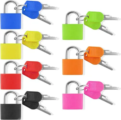 Produktbild von Stück buntes Kofferschloss, Vorhängeschloss, Gepäckschloss, Sicherheitsschloss mit Schlüssel, Mini, kleines Gepäckschloss für Tasche, Schrank, Reisekoffer, Werkzeugkasten, 7 Farben