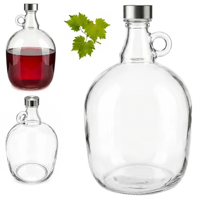 Zdjęcie produktu dla Galon z Zakrętką i Uchwytem 3L na Wino Nalewki Szklany Butelka Uniwersalna
