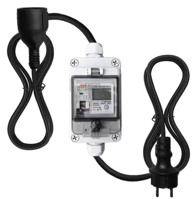 Image de Compteur d'énergie numérique mobile, 16 A, 230 V, avec disjoncteur différentiel de sécurité
