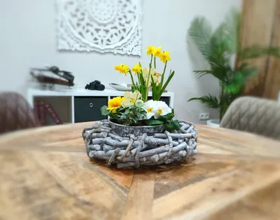 Produktbild von Holz Kranz Ø 50 cm x 12 cm grau