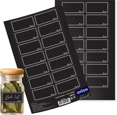 Zdjęcie produktu dla Orion | Etykiety samoprzylepne - czarne - 28 sztuk - 4,7x2,5 cm - Etykiety na przyprawy - do słoików konserwowych