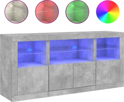 Image de Buffet avec lampes LED gris béton 142,5x37x67 cm