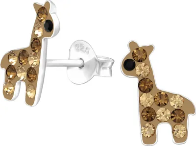 Produktbild von Kinder Ohrringe Ohrstecker 925 Sterling Silber braune Giraffe mit Kristallen