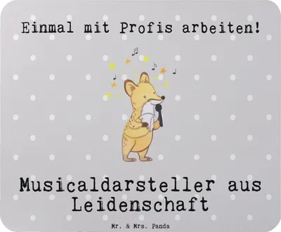 Produktbild von Mr. & Mrs. Panda Mousepad Musicaldarsteller Leidenschaft - Grau Pastell - Geschenk, Mauspad, laptop, Mouse Pad, mausteppich