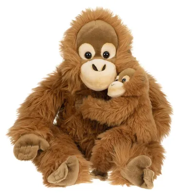 Zdjęcie produktu dla Pluszowy orangutan z małym dzieckiem, wysokość 30 cm