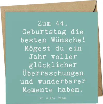 Produktbild von Mr. & Mrs. Panda faltkarte Spruch 44. Geburtstag Glückwünsche - Meeresbrise - Geschenk, Geburtstagsgeschenk, Liebe, Geschenke, Glückwunschkarte, Klappkarte, doppelkarte