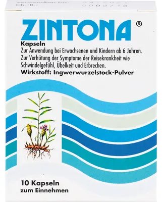 Produktbild von Zintona Kapseln zur Verhütung der Symptome der Reisekrankheit, 10 St. Kapseln
