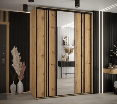 Produktbild von Kleiderschrank ASIRI 7 - 180/60 cm, Artisan-Eiche / Schwarz