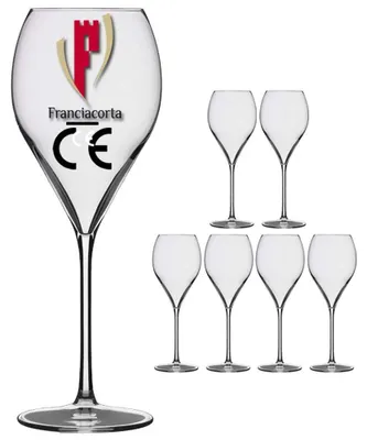 6 Champagnergläser Franciacorta, 42 cl, Kristallglas, 10 cl Grammgewicht