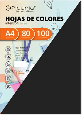 Immagine prodotto di Carta A4, nera, 100 fogli, 80 g/m², ideale per progetti creativi